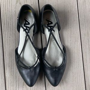 Anne Klein Sport black criss-cross ballet flats